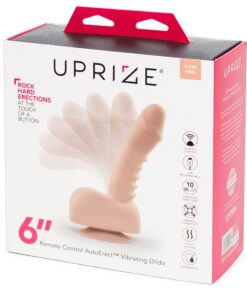 Uprize Remote Control Rising 6 Inch Vibrating Realistic Dildo Pink Flesh