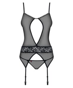 Obsessive - 812-COR-1 corset & thong L/XL - Black