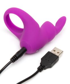 Happy Rabbit Rechargeable Vibrating Rabbit Cock Ring - Purple
