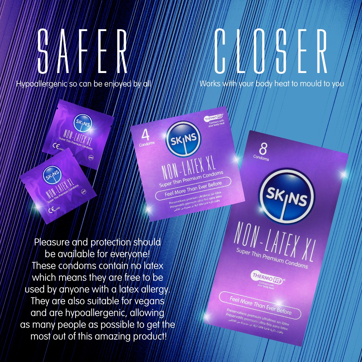 Skins Condoms Non-Latex XL 4 Pack