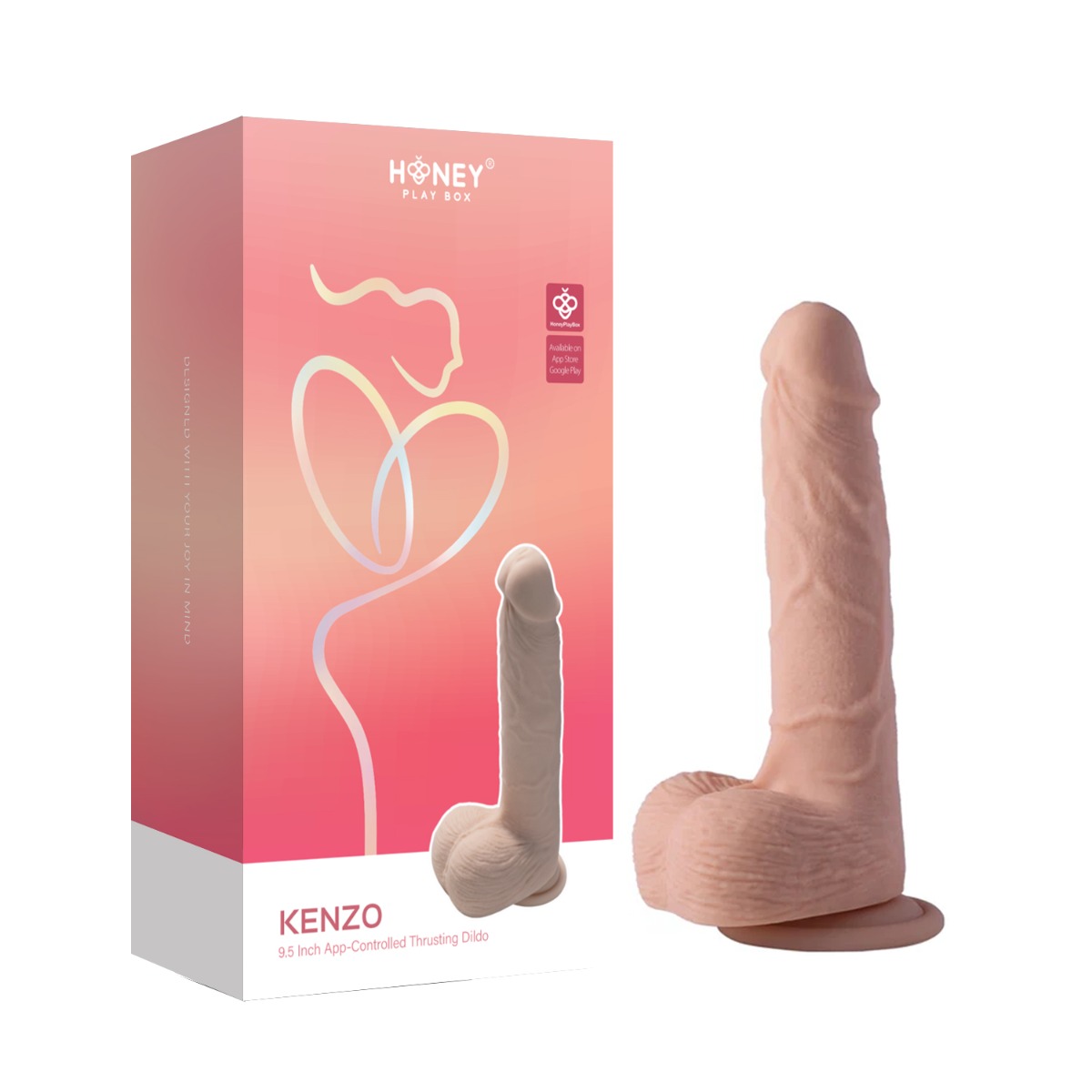 Honey Play Box – Kenzo – Big Realistic Thrusting Dildo 9.5″ (App Controlled)