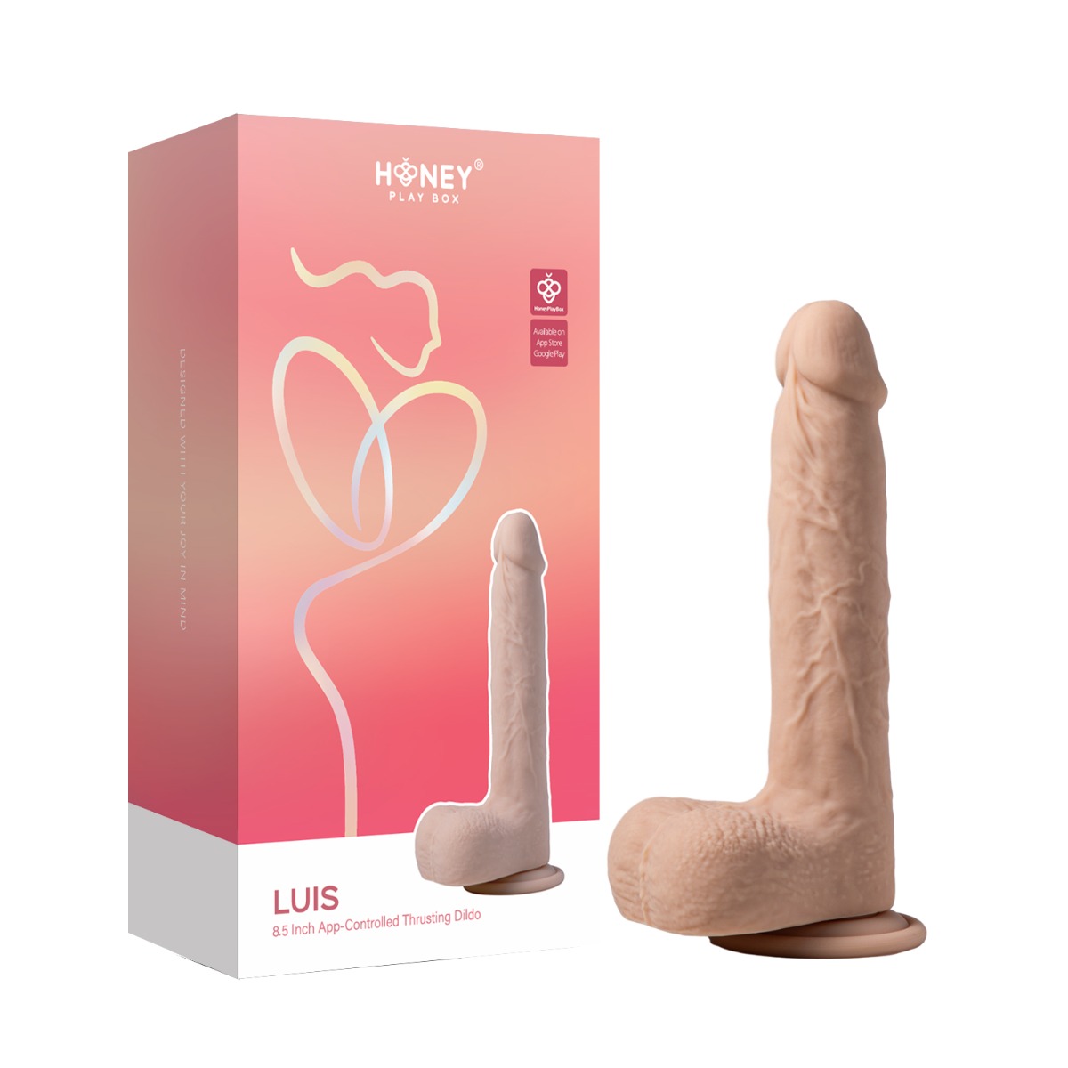 Honey Play Box – Luis – Real Thrusting Dildo with Clit Licker 8.5″ (App Controlled)
