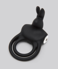 Happy Rabbit Couples Stimulating USB Rechargeable Rabbit Love Ring Black