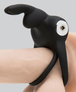 Happy Rabbit Couples Stimulating USB Rechargeable Rabbit Love Ring Black