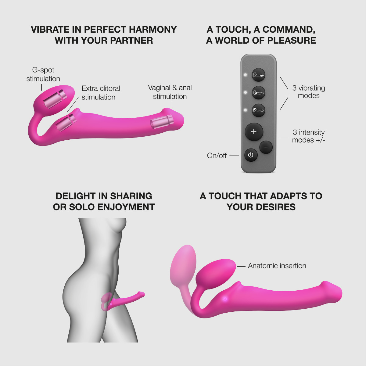 Strap On Me – Vibrating Bendable Strap-On – M – Fuchsia