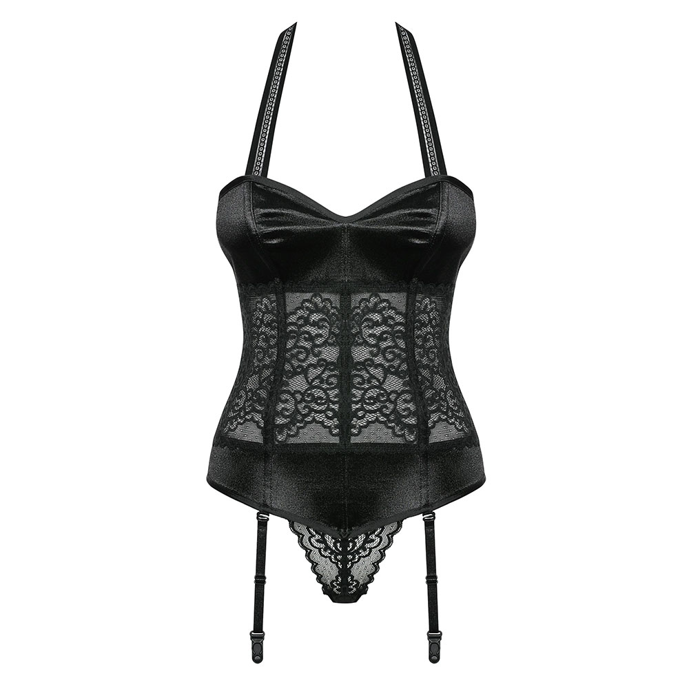 Obsessive - Ailay corset & thong - L/XL - Black