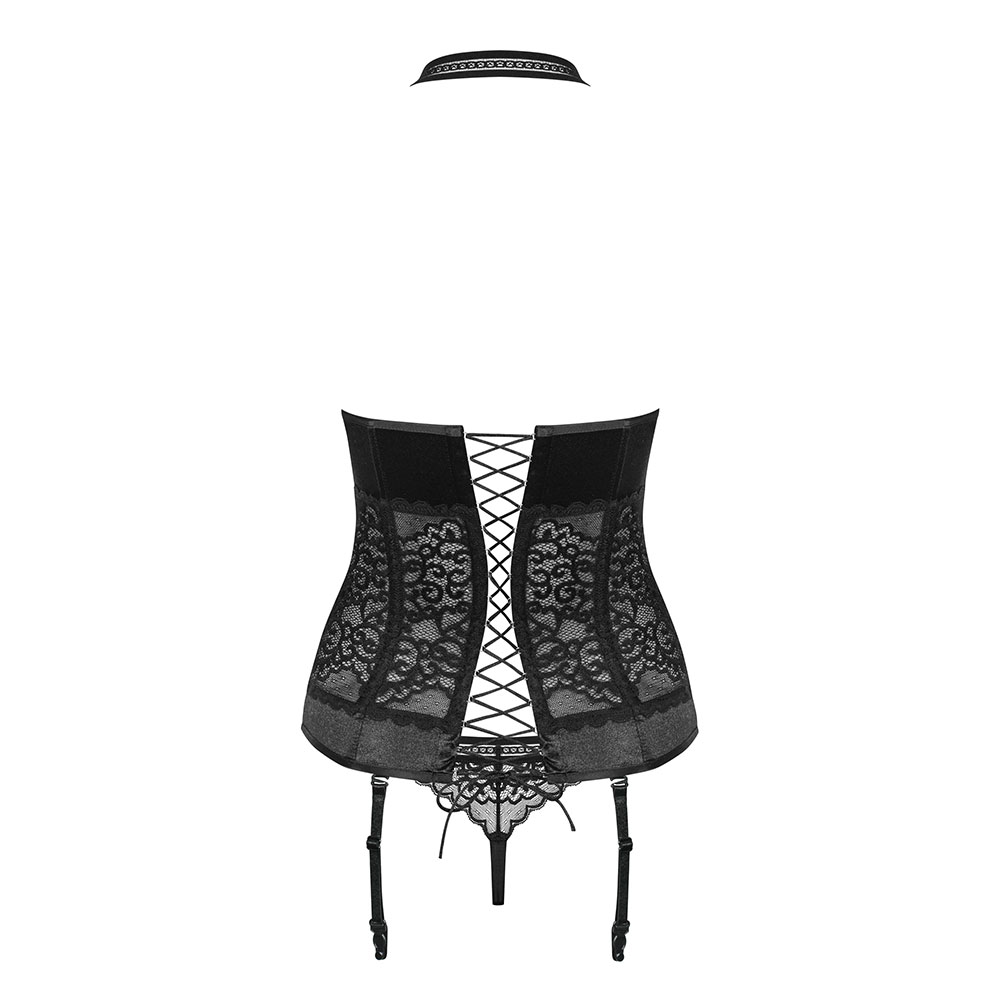 Obsessive - Ailay corset & thong - L/XL - Black