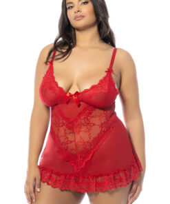 Oh La La Cheri – Valentine Babydoll Plus – 1X/2X – Red