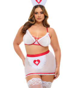 Oh La La Cheri – Naughty Nurse Set Plus – 1X/2X – Red/White