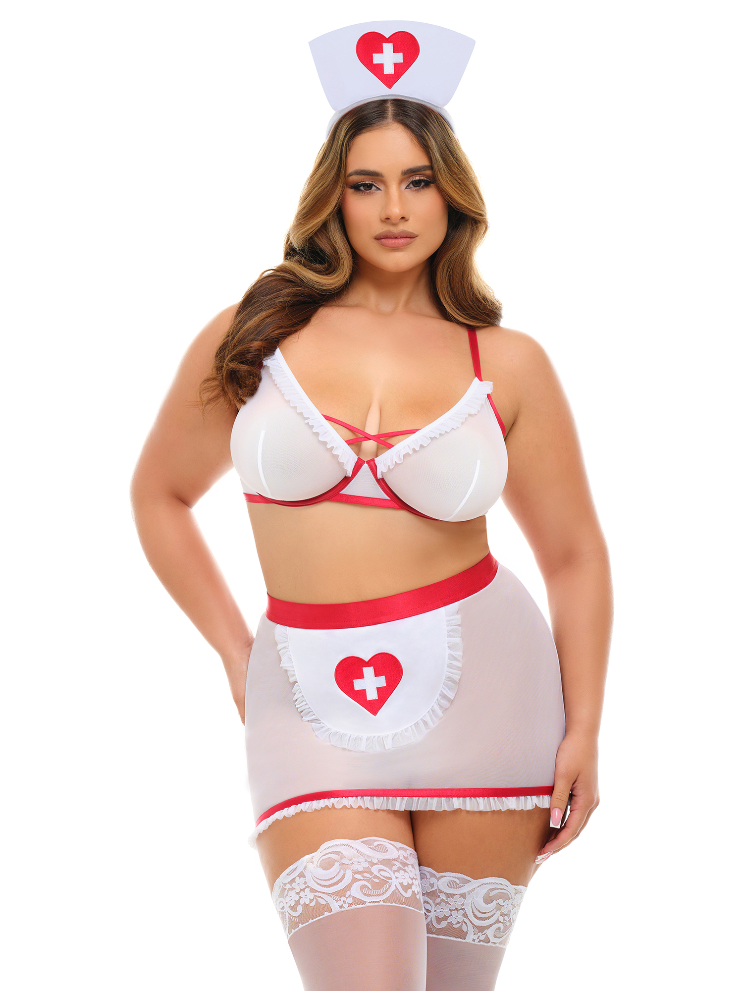 Oh La La Cheri – Naughty Nurse Set Plus – 1X/2X – Red/White