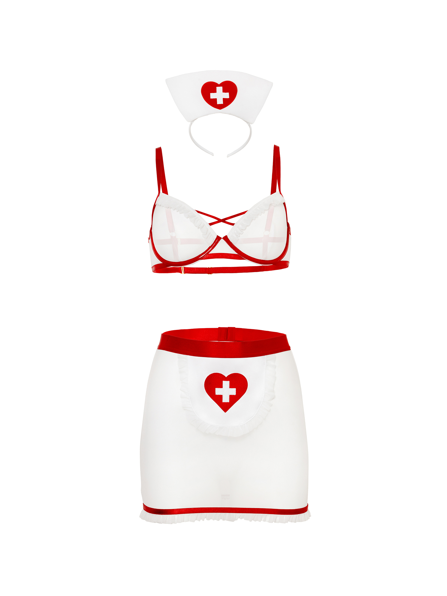 Oh La La Cheri – Naughty Nurse Set Plus – 1X/2X – Red/White