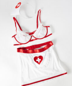 Oh La La Cheri – Naughty Nurse Set Plus – 1X/2X – Red/White