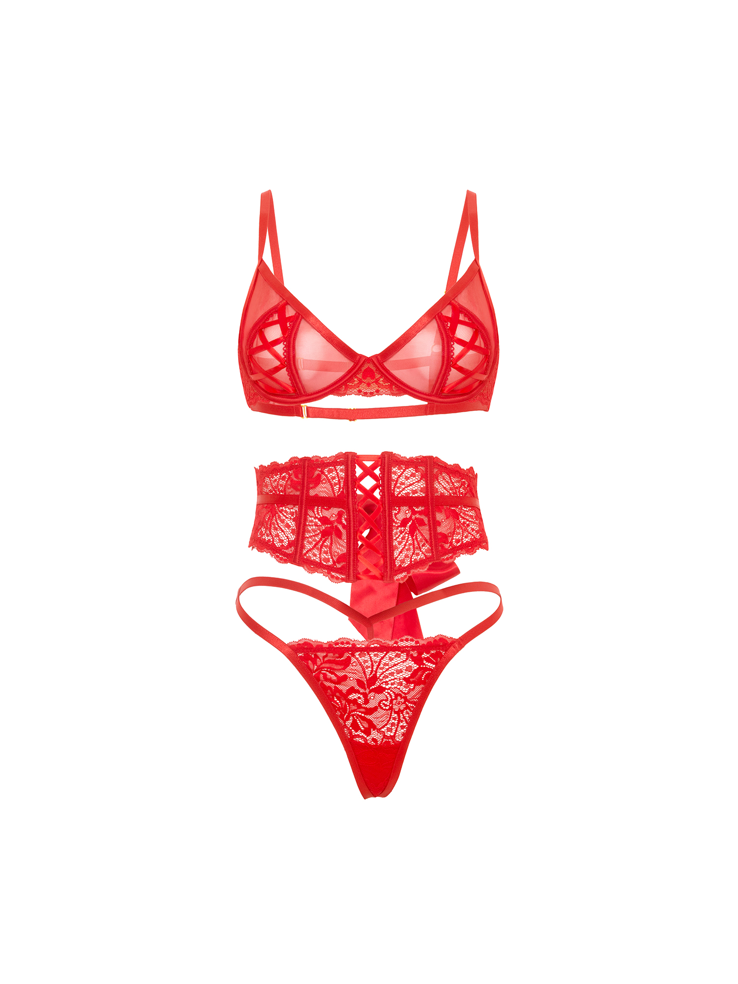 Oh La La Cheri – Brielle 3 Pc Set – L/XL – Red