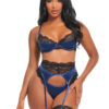 Oh La La Cheri – Shayla 3 Pc Set – L/XL – Black/Blue