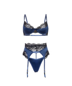 Oh La La Cheri – Shayla 3 Pc Set – L/XL – Black/Blue