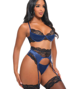 Oh La La Cheri – Shayla 3 Pc Set – L/XL – Black/Blue