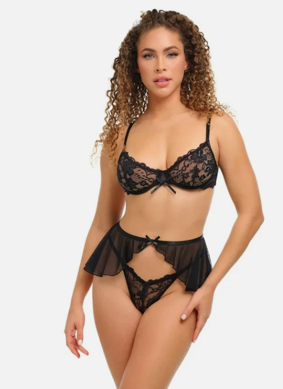 Oh La La Cheri – Celeste 3 Pc Set – L/XL – Black