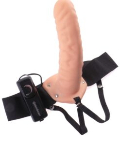 Pipedream – Fetish Fantasy Series – 8″ Vibrating Hollow Strap-On – Light/Black