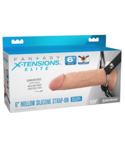 Pipedream – Fantasy X-tensions Elite – 6″ Silicone Hollow Strap-on – Dual Density – Light