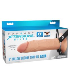 Pipedream – Fantasy X-tensions Elite – 8″ Silicone Hollow Strap-on – Dual Density – Light