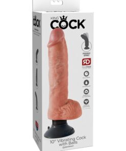 Pipedream – King Cock – 10″ Vibrating Cock with Balls – Light