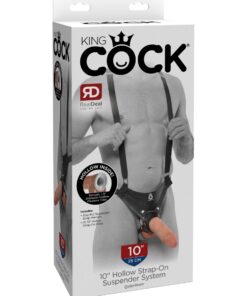 Pipedream – King Cock – 10″ Hollow Strap On Suspender System – Light/Black