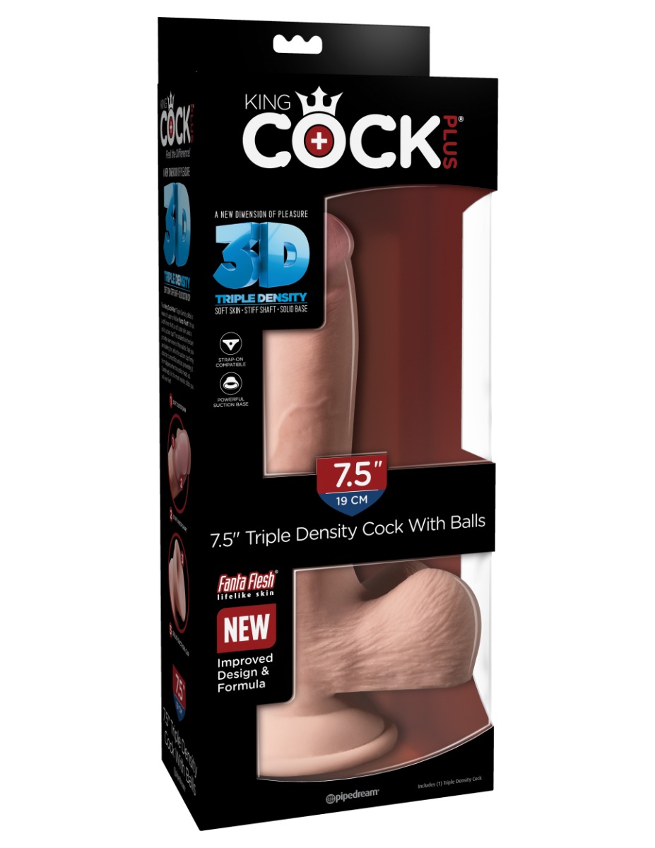 Pipedream – King Cock Plus – 7.5″ Triple Density Cock with Balls – Light