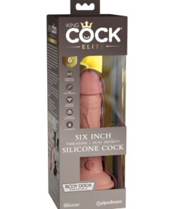 Pipedream – King Cock Elite – 6″ Dual Density Vibrating Silicone Cock – Light