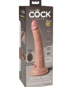 Pipedream – King Cock Elite – 7″ Dual Density Vibrating Silicone Cock with Remote – Light