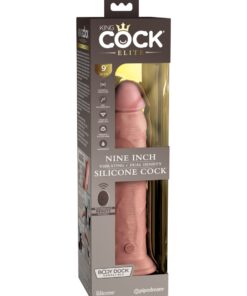 Pipedream – King Cock Elite – 9″ Dual Density Vibrating Silicone Cock with Remote – Light