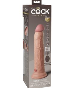 Pipedream – King Cock Elite – 9″ Dual Density Vibrating Silicone Cock with Remote – Light
