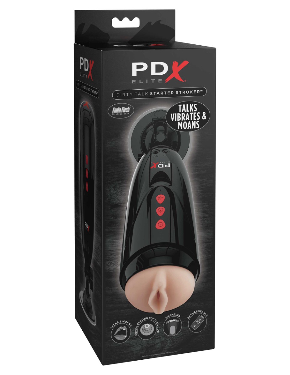 Pipedream – PDX Elite – Dirty Talk Starter Stroker – Light/Black