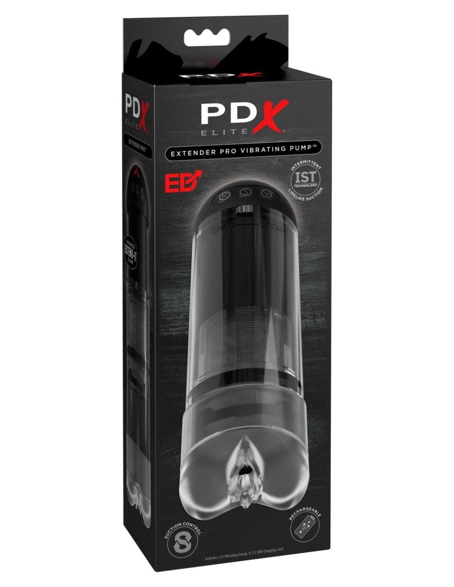 Pipedream – PDX Elite – Extender Pro Vibrating Pump – Clear/Black