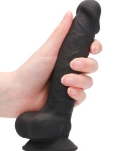 Real Rock Silicone Dildo With Balls 7" (Black)
