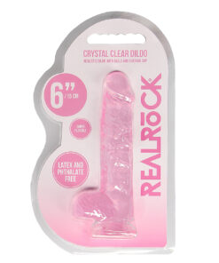 Real Rock Crystal Clear 6" Realistic Dildo With Balls (Pink)
