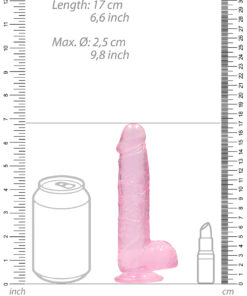 Real Rock Crystal Clear 6" Realistic Dildo With Balls (Pink)