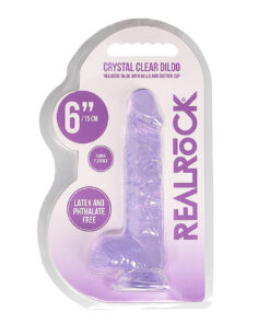 Real Rock Crystal Clear 6" Realistic Dildo With Balls (Purple)