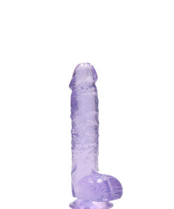 Real Rock Crystal Clear 6" Realistic Dildo With Balls (Purple)