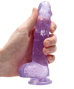 Real Rock Crystal Clear 6" Realistic Dildo With Balls (Purple)