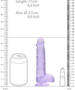 Real Rock Crystal Clear 6" Realistic Dildo With Balls (Purple)