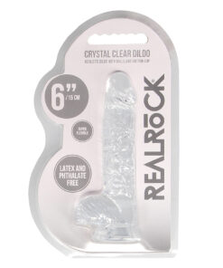 Real Rock Crystal Clear 6" Realistic Dildo With Balls (Transparent)