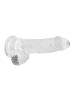Real Rock Crystal Clear 6" Realistic Dildo With Balls (Transparent)