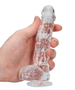 Real Rock Crystal Clear 6" Realistic Dildo With Balls (Transparent)