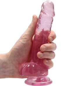 Real Rock Crystal Clear 7" Realistic Dildo With Balls (Pink)