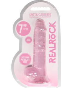Real Rock Crystal Clear 7" Realistic Dildo With Balls (Pink)