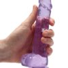 Real Rock Crystal Clear 7" Realistic Dildo With Balls (Purple)