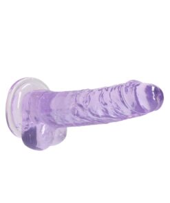 Real Rock Crystal Clear 7" Realistic Dildo With Balls (Purple)
