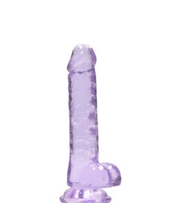 Real Rock Crystal Clear 7" Realistic Dildo With Balls (Purple)