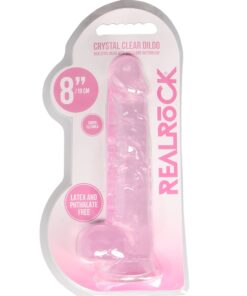 Real Rock Crystal Clear 8" Realistic Dildo With Balls (Pink)