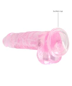 Real Rock Crystal Clear 8" Realistic Dildo With Balls (Pink)